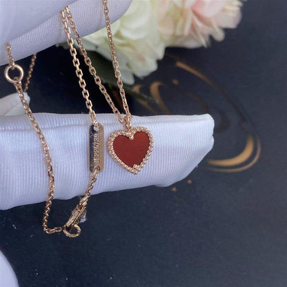 [⭐Hevara Jewelry]SWEET CLOVER CARNELIAN HEART NECKLACE