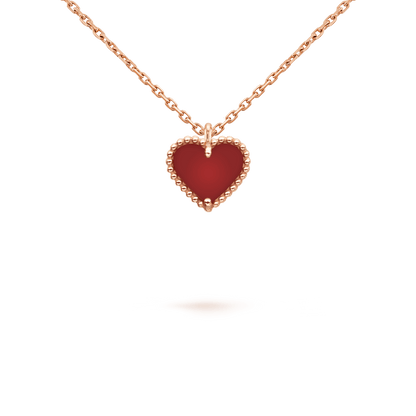 [⭐Hevara Jewelry]SWEET CLOVER CARNELIAN HEART NECKLACE