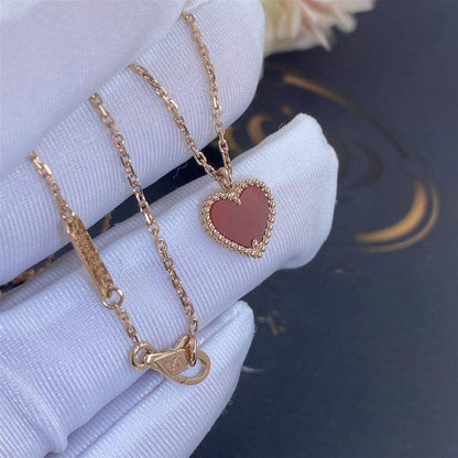 [⭐Hevara Jewelry]SWEET CLOVER CARNELIAN HEART NECKLACE