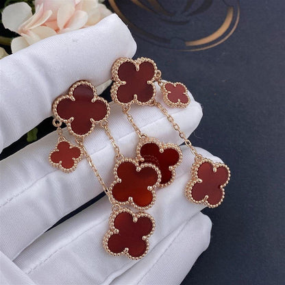 [⭐Hevara Jewelry]CLOVER EARRINGS CARNELIAN 4 MOTIFS PINK GOLD