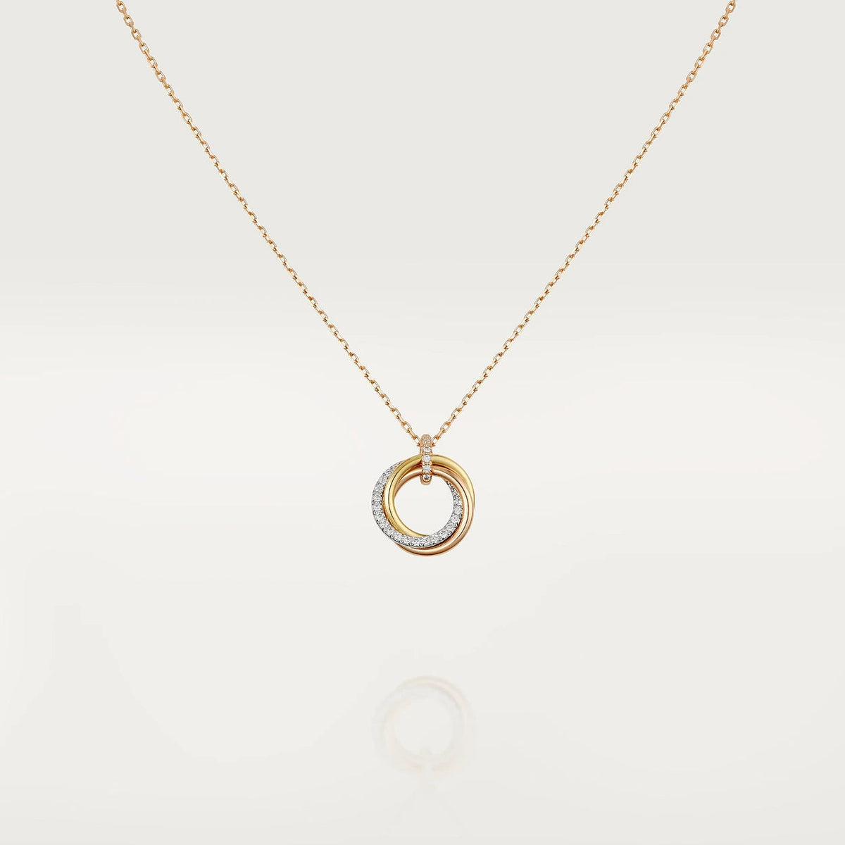 [⭐Hevara Jewelry]TRINITY NECKLACE SILVER GOLD PINK GOLD DIAMONDS