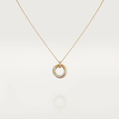 [⭐Hevara Jewelry]TRINITY NECKLACE SILVER GOLD PINK GOLD DIAMONDS