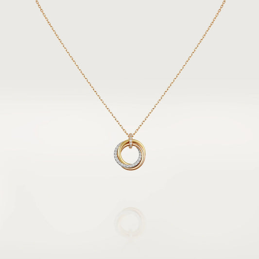 [⭐Hevara Jewelry]TRINITY NECKLACE SILVER GOLD PINK GOLD DIAMONDS