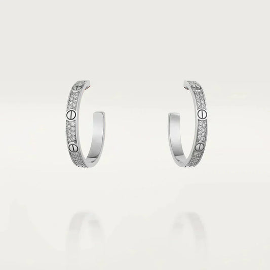 [⭐Hevara Jewelry]LOVE DIAMOND SILVER HOOP EARRINGS