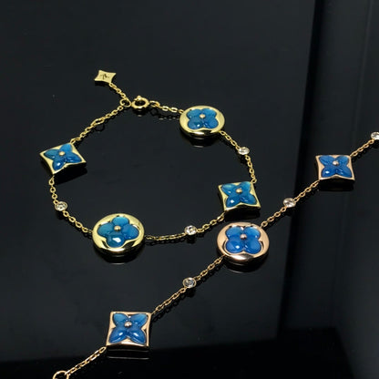 [⭐Hevara Jewelry]STAR AND SUN 4 MOTIF BLUE BRACELET