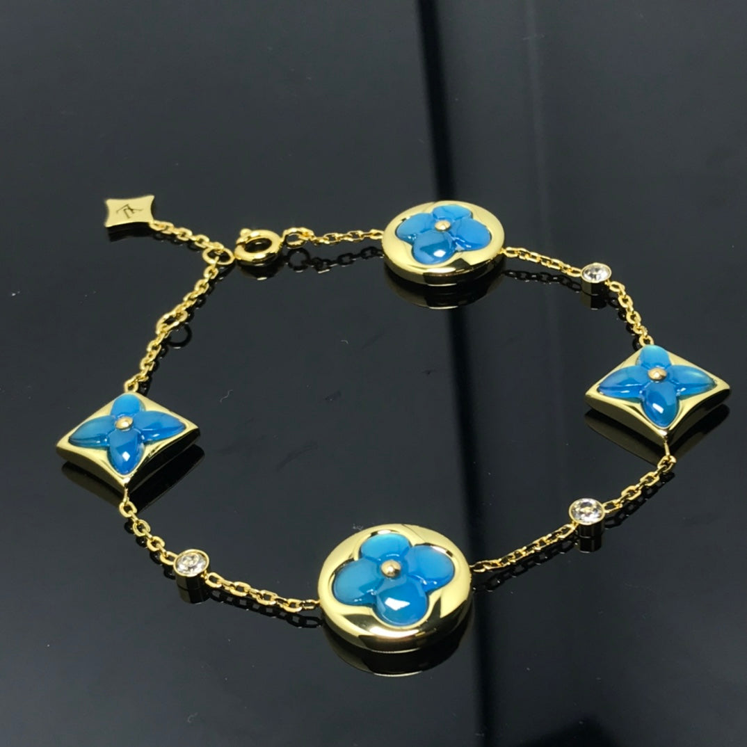 [⭐Hevara Jewelry]STAR AND SUN 4 MOTIF BLUE BRACELET