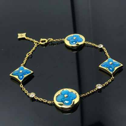 [⭐Hevara Jewelry]STAR AND SUN 4 MOTIF BLUE BRACELET