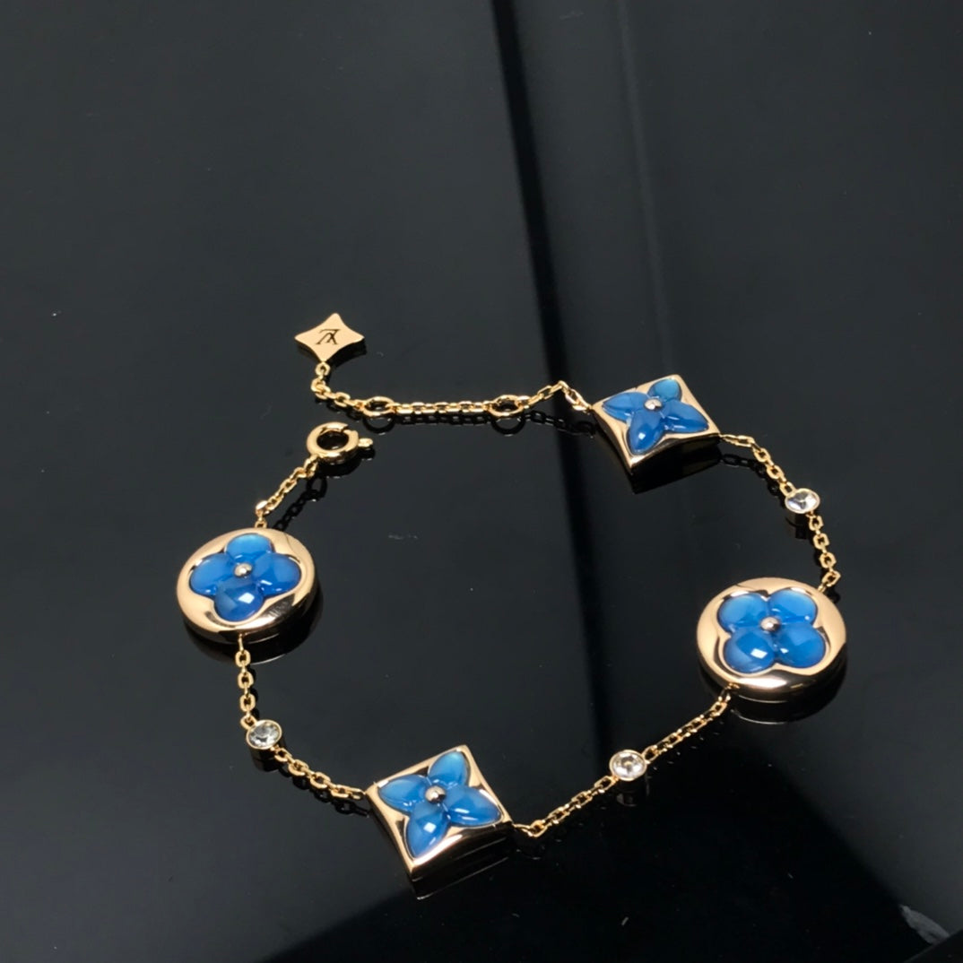 [⭐Hevara Jewelry]STAR AND SUN 4 MOTIF BLUE BRACELET