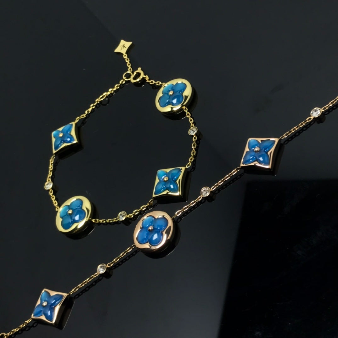 [⭐Hevara Jewelry]STAR AND SUN 4 MOTIF BLUE BRACELET
