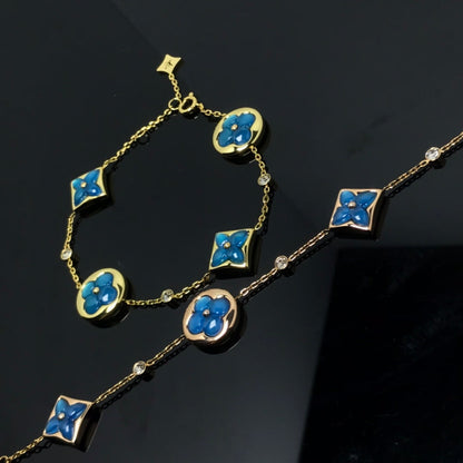 [⭐Hevara Jewelry]STAR AND SUN 4 MOTIF BLUE BRACELET