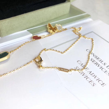 [⭐Hevara Jewelry]LUCKY SPRING 4 MOTIFS ROSE GOLD NECKLACE