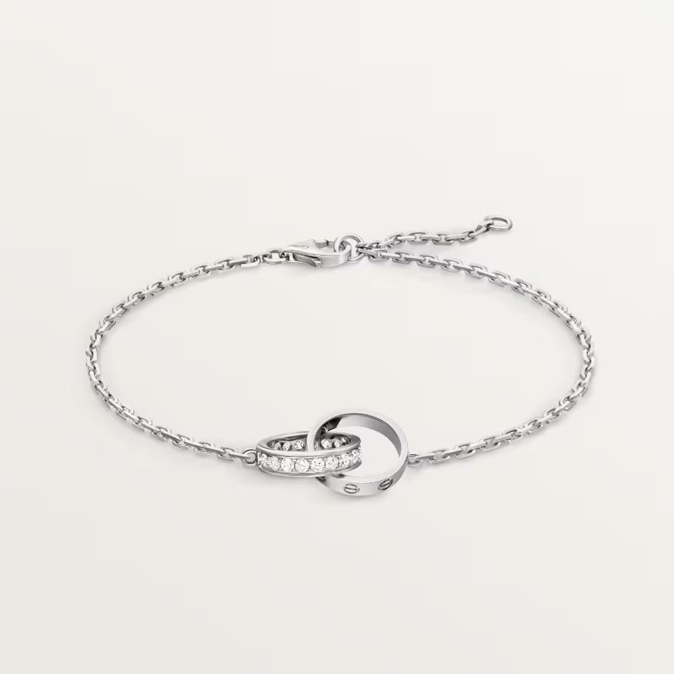 [⭐Hevara Jewelry]LOVE DOUBLE RING HALF DIAMOND BRACELET