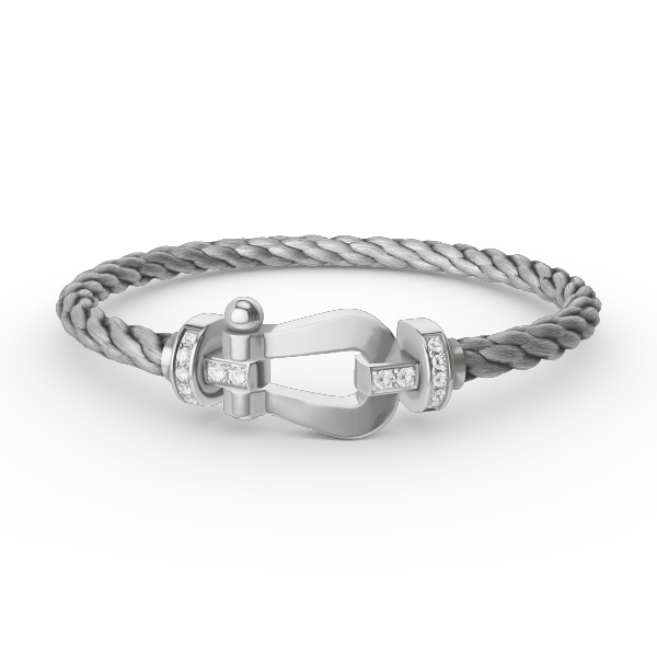 [⭐Hevara Jewelry]FORCE LARGE HORSESHOE HALF DIAMOND BRACELET SILVER