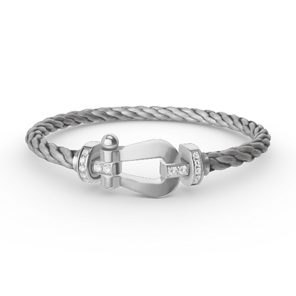 [⭐Hevara Jewelry]FORCE LARGE HORSESHOE HALF DIAMOND BRACELET SILVER