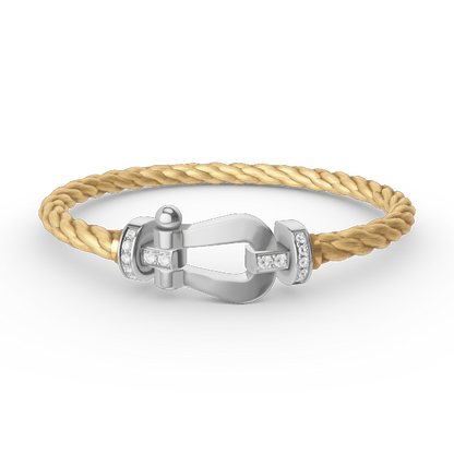 [⭐Hevara Jewelry]FORCE LARGE HORSESHOE HALF DIAMOND BRACELET SILVER