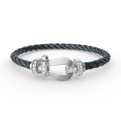 [⭐Hevara Jewelry]FORCE LARGE HORSESHOE HALF DIAMOND BRACELET SILVER