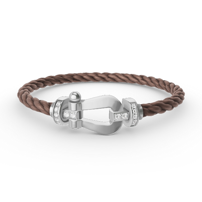 [⭐Hevara Jewelry]FORCE LARGE HORSESHOE HALF DIAMOND BRACELET SILVER