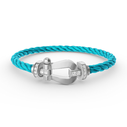 [⭐Hevara Jewelry]FORCE LARGE HORSESHOE HALF DIAMOND BRACELET SILVER