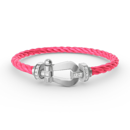 [⭐Hevara Jewelry]FORCE LARGE HORSESHOE HALF DIAMOND BRACELET SILVER