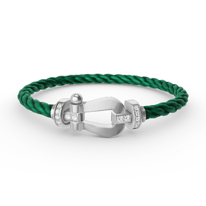 [⭐Hevara Jewelry]FORCE LARGE HORSESHOE HALF DIAMOND BRACELET SILVER