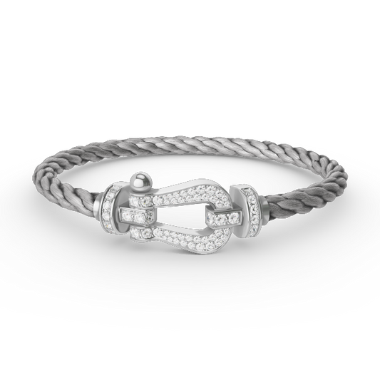 [⭐Hevara Jewelry]FORCE LARGE HORSESHOE FULL DIAMOND BRACELET SILVER