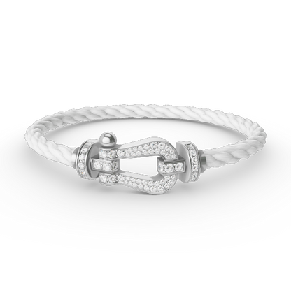 [⭐Hevara Jewelry]FORCE LARGE HORSESHOE FULL DIAMOND BRACELET SILVER