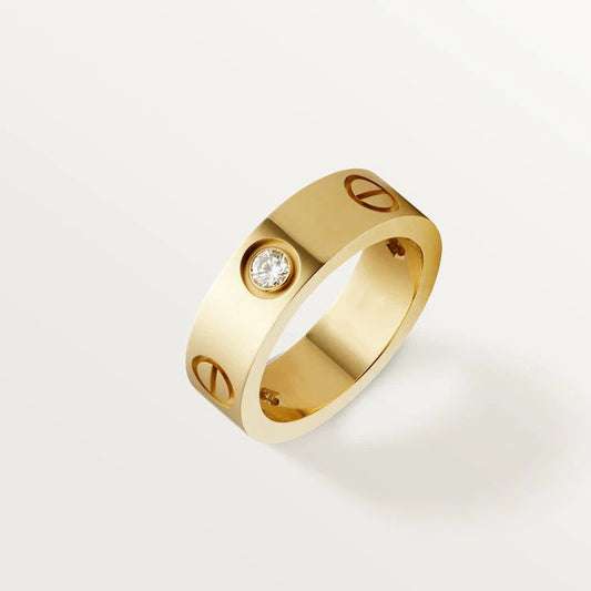[⭐Hevara Jewelry]LOVE RING 5.5MM 3 DIAMONDS PINK GOLD