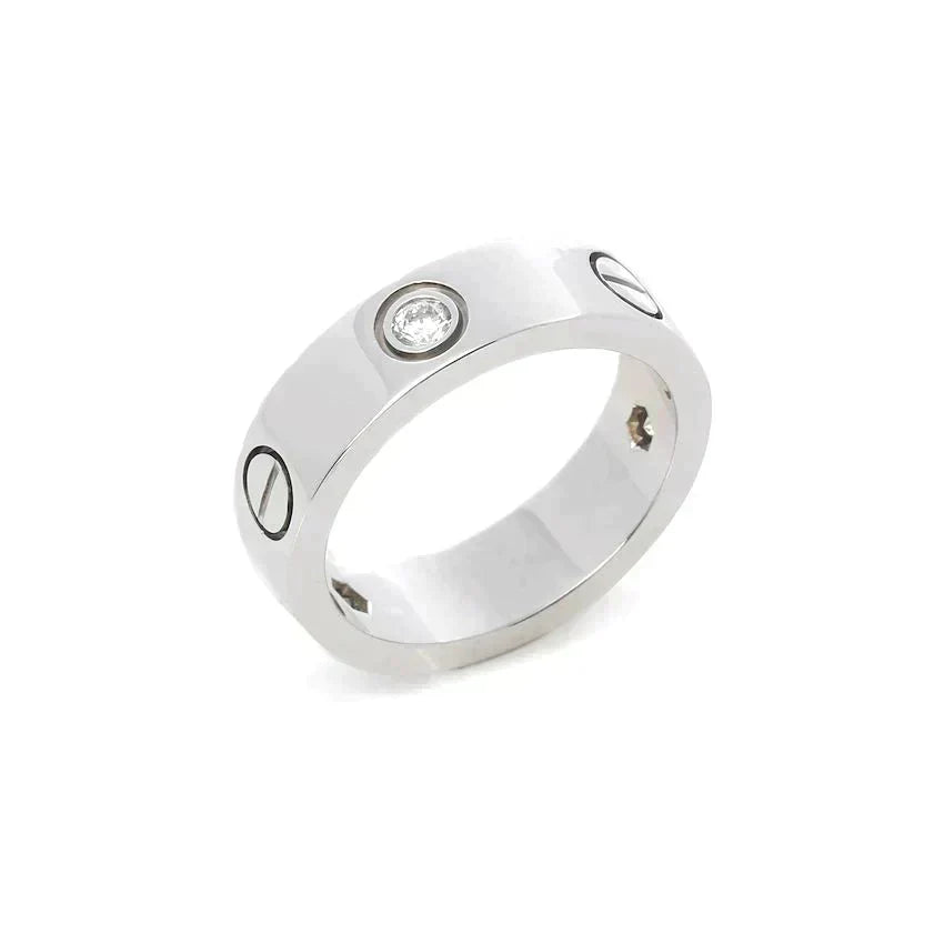 [⭐Hevara Jewelry]LOVE RING 5.5MM 3 DIAMONDS SILVER
