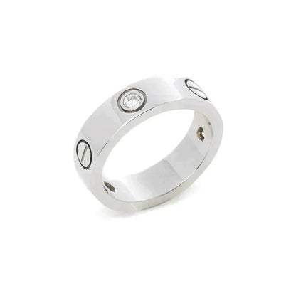 [⭐Hevara Jewelry]LOVE RING 5.5MM 3 DIAMONDS SILVER