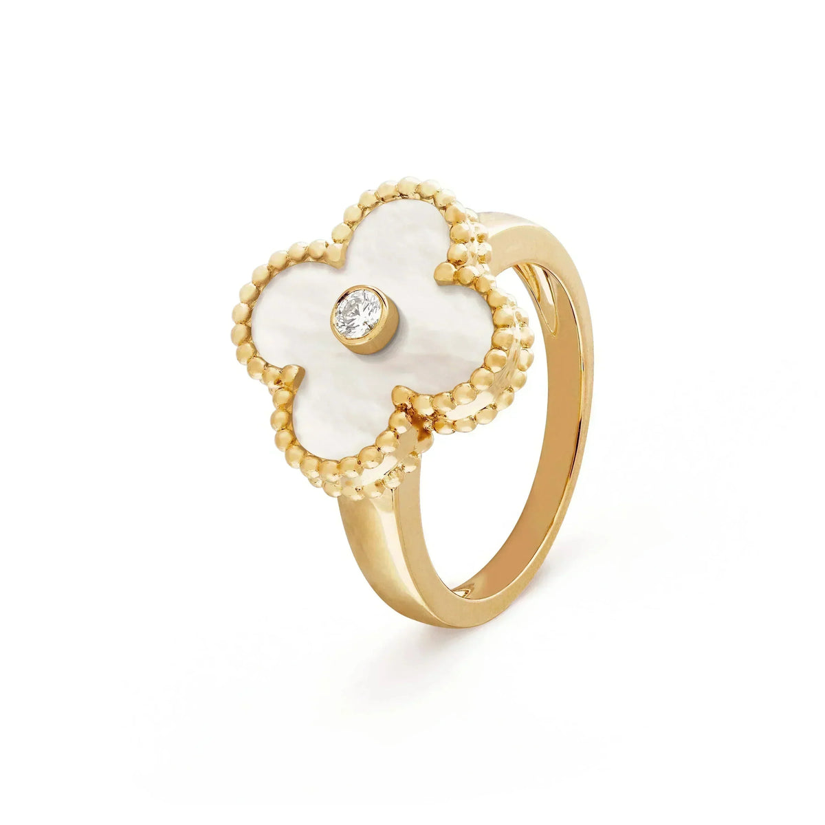 [⭐Hevara Jewelry]CLOVER PINK MOP RING GOLD DIAMOND