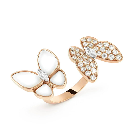 [⭐Hevara Jewelry]TWIN BUTTERFLY DIAMOND MOP RING